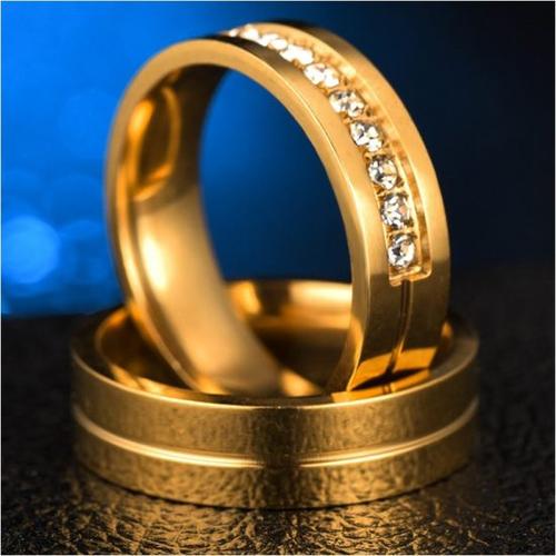 欧美出口品质时尚镶钻钛钢戒指情侣对戒简约锆石指环百搭饰品图片